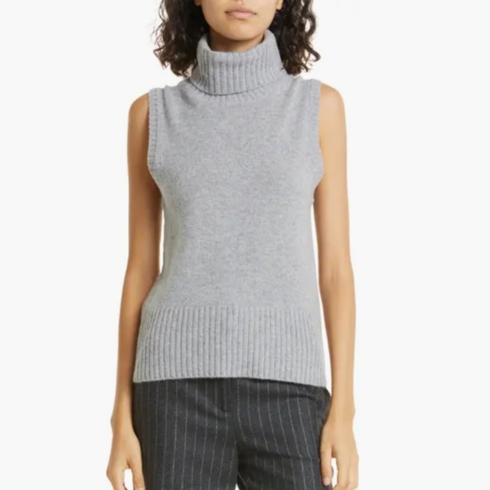 Veronica Beard Mazzy Sleeveless Cashmere Turtleneck Sweater
